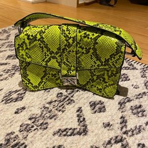 Zara Neon Green Snake Print Mini Bag